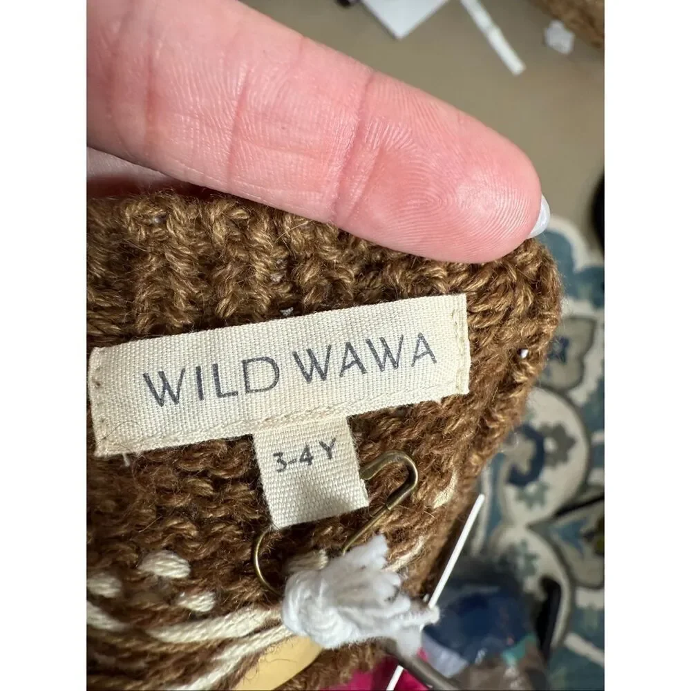NWT Wild Wawa Kids Autumn Cardigan in Chocolate 2/3T